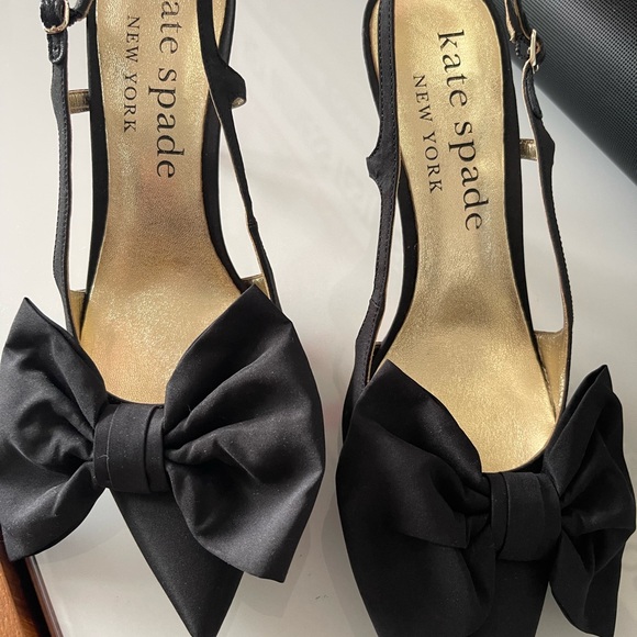 Kate Spade Satin Black Sheela Slingback Pumps - New - Picture 9 of 17